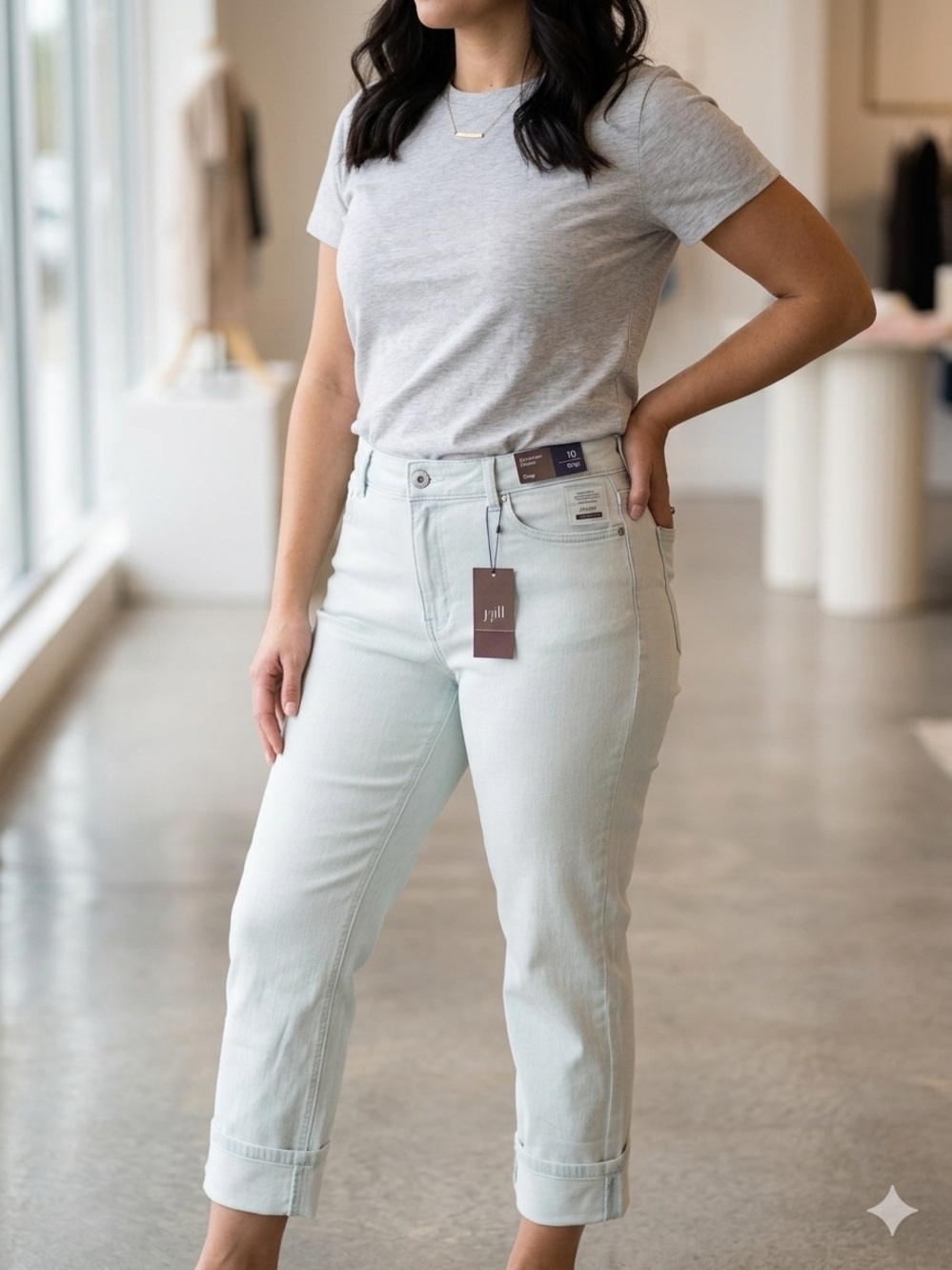 J. Jill High Rise Straight Leg Cropped Jeans Barely Blue Light Wash 10P NWT